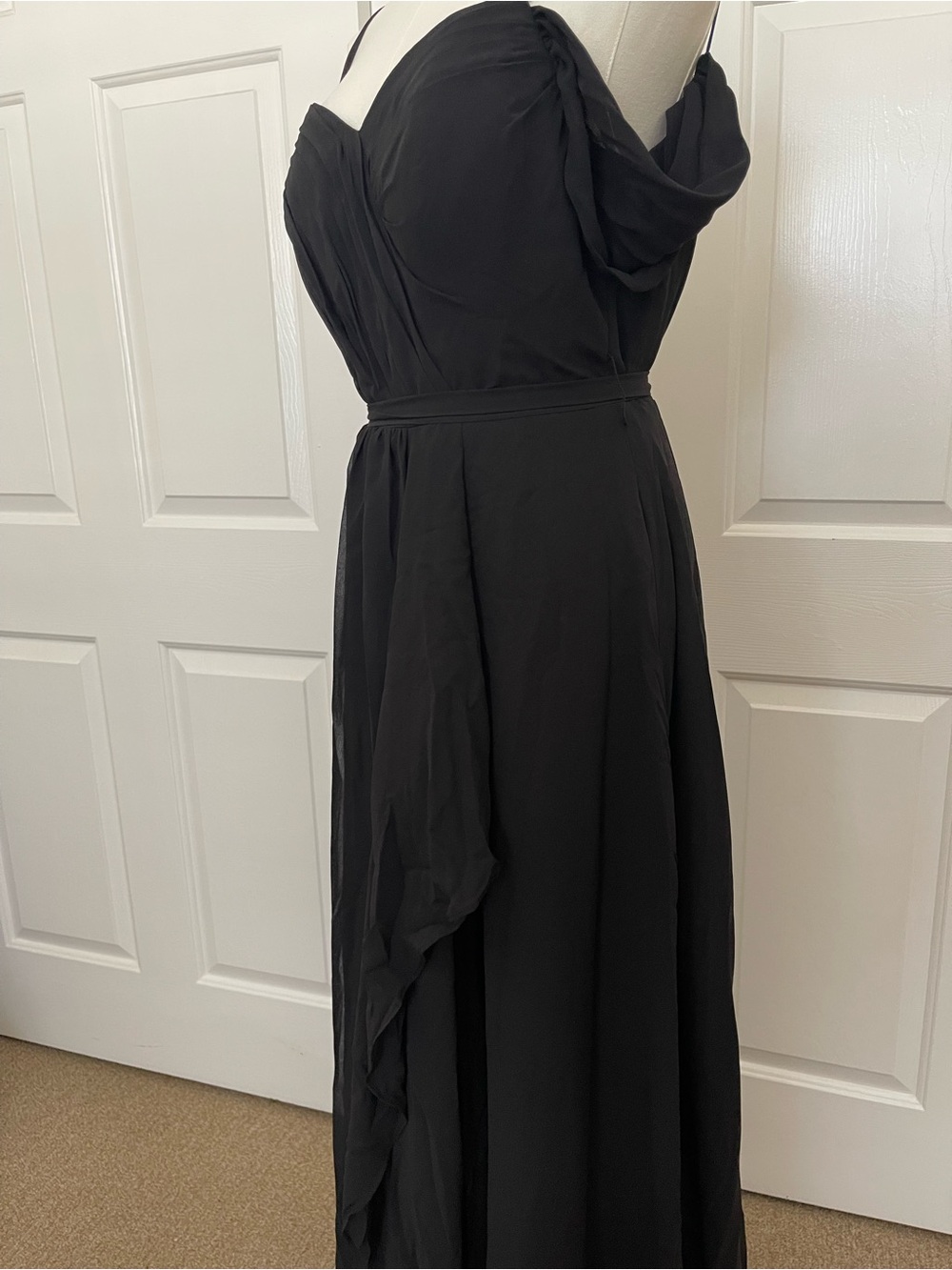 Azazie Black Cold-Shoulder Chiffon Maxi Dress - Picture 4 of 6